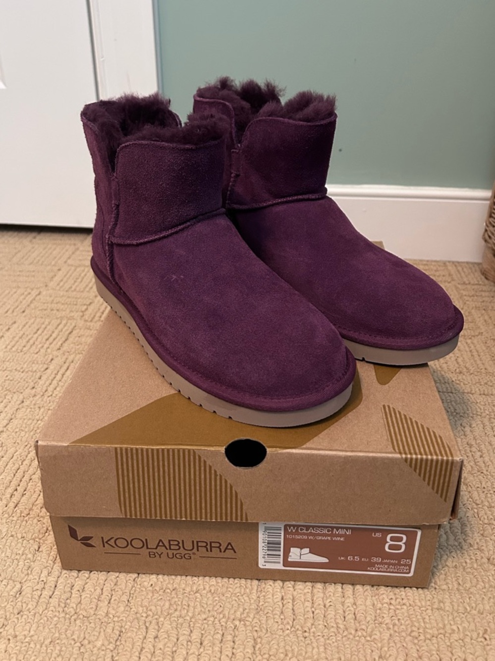 Koolaburra Plum Suede Shearling Ankle Boots